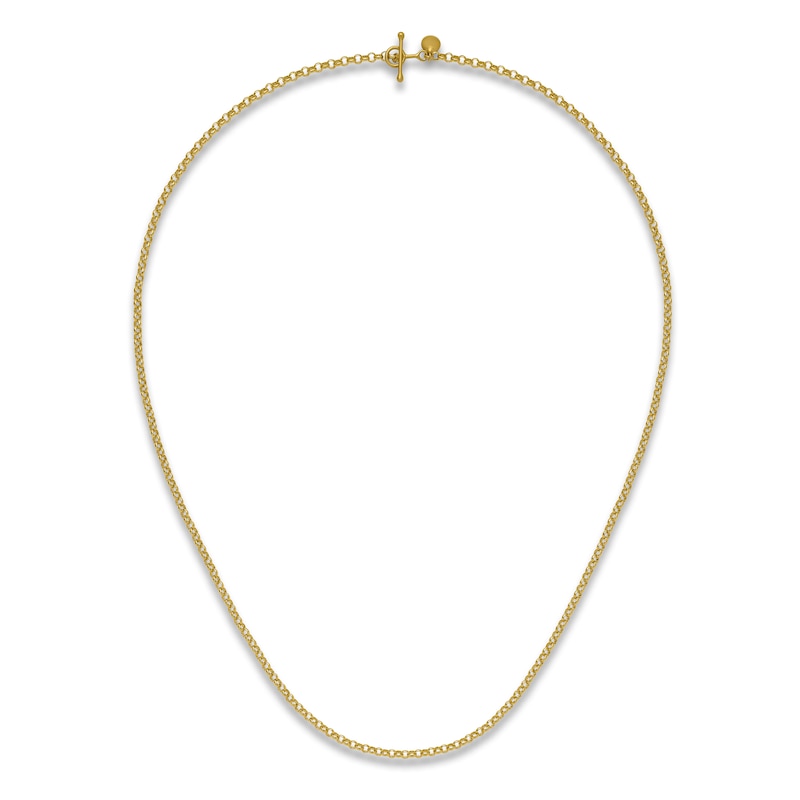 Main Image 4 of High-Polish Rolo Chain Necklace 24K Yellow Gold 24&quot; 3.0mm