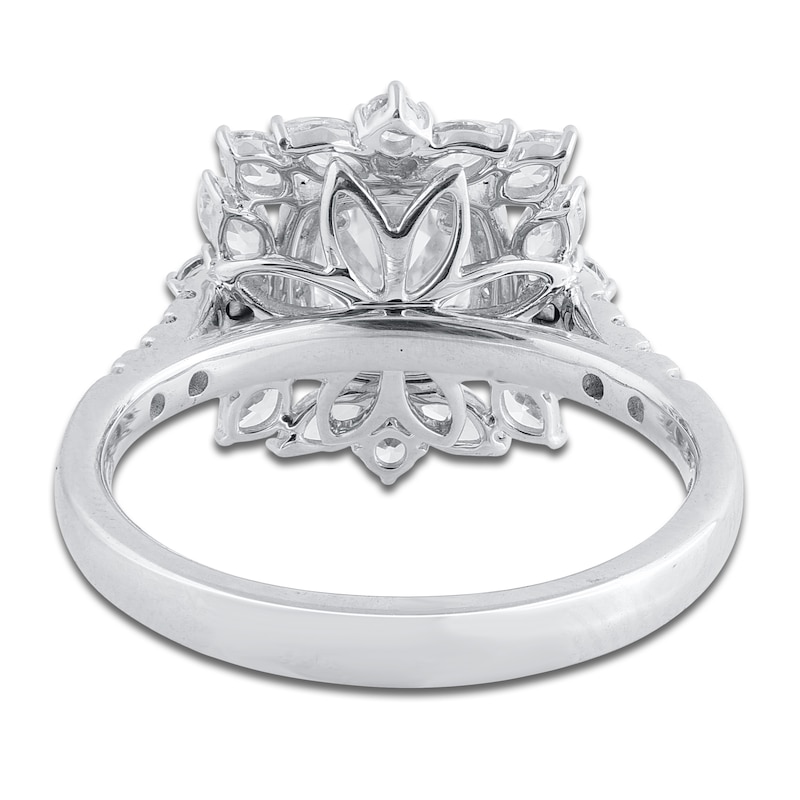 Round & Marquise-Cut Diamond Cluster Ring 1-1/2 ct tw 14K White Gold ...