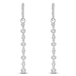 Brilliant Moments Diamond Hoop Drop Earrings 1/2 ct tw 14K White Gold