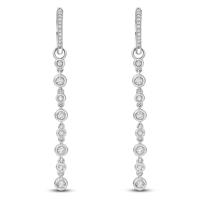 Main Image 1 of Brilliant Moments Diamond Hoop Drop Earrings 1/2 ct tw 14K White Gold