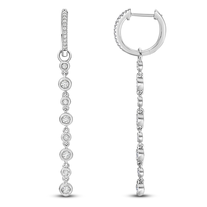 Main Image 2 of Brilliant Moments Diamond Hoop Drop Earrings 1/2 ct tw 14K White Gold