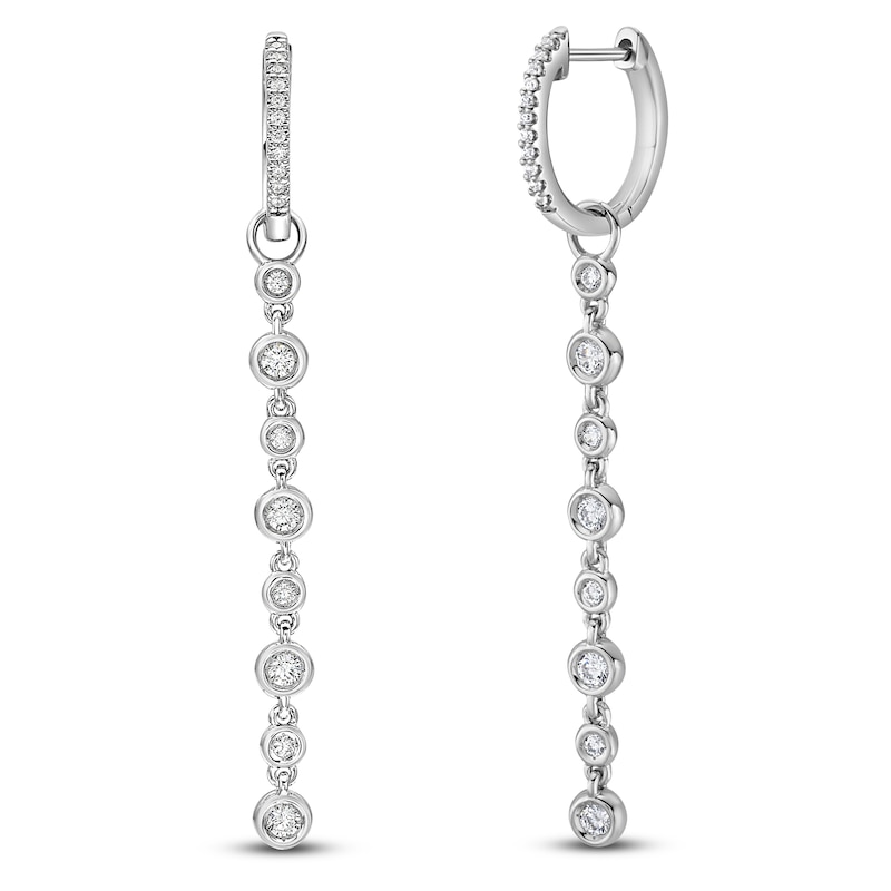 Main Image 3 of Brilliant Moments Diamond Hoop Drop Earrings 1/2 ct tw 14K White Gold