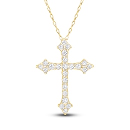 Diamond Cross Pendant Necklace 1/4 ct tw 10K Yellow Gold 18&quot;