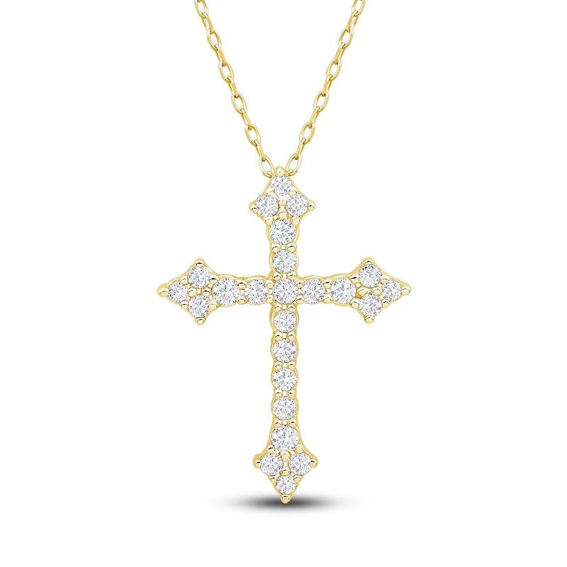 Diamond Cross Pendant Necklace 1/4 ct tw 10K Yellow Gold 18