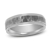 Thumbnail Image 1 of Hammered Beveled Wedding Band Platinum 6mm