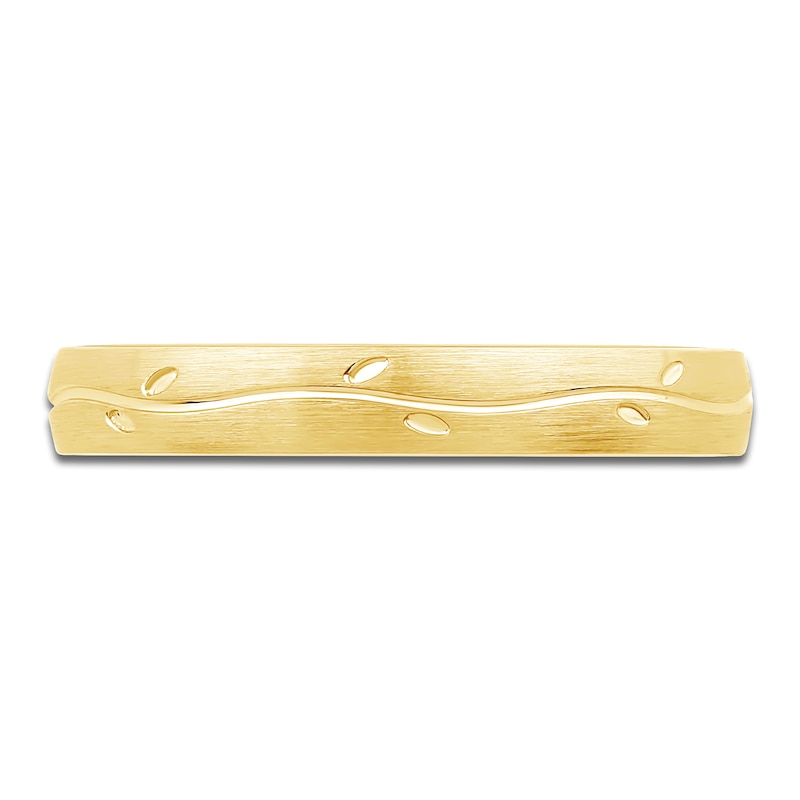 Main Image 3 of Brushed Leaf Wedding Band 14K Yellow Gold 2.9mm