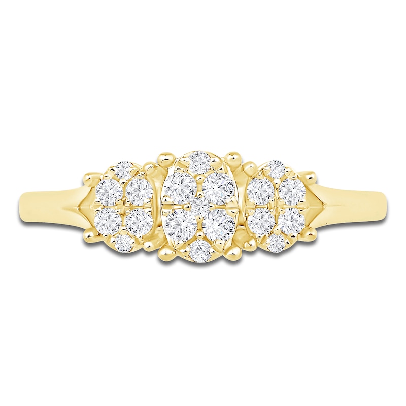 Main Image 3 of Diamond 3-Stone Style Ring 1/4 ct tw 10K Yellow Gold