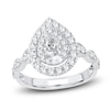 Thumbnail Image 1 of Pear & Round-Cut Diamond Double Halo Engagement Ring 1 ct tw 14K White Gold