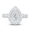 Thumbnail Image 3 of Pear & Round-Cut Diamond Double Halo Engagement Ring 1 ct tw 14K White Gold