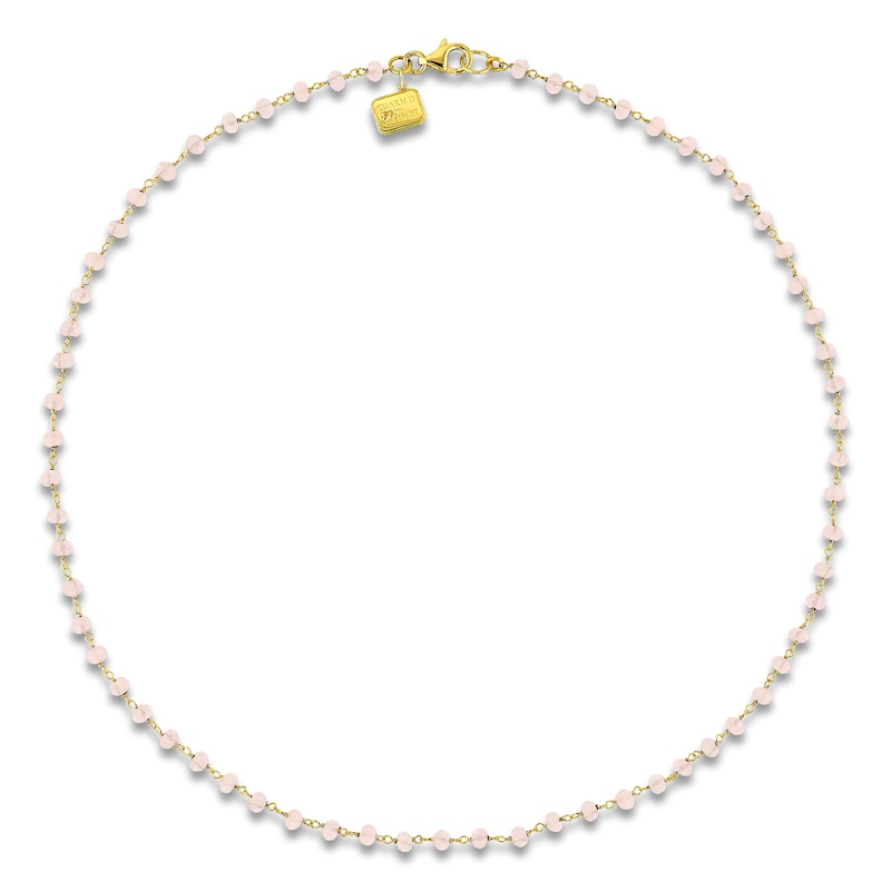 Main Image 4 of Charm'd by Lulu Frost Natural Rose Quartz Bead Necklace 10K Yellow Gold 18&quot;