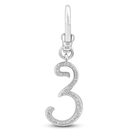 Charm'd by Lulu Frost Pavé Diamond Number 3 Charm 1/10 ct tw 10K White Gold