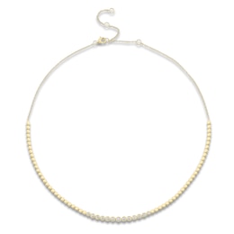 Shy Creation Diamond Bezel Link & Polished Bead Necklace 3/8 ct tw 14K Yellow Gold 18&quot; SC55025896