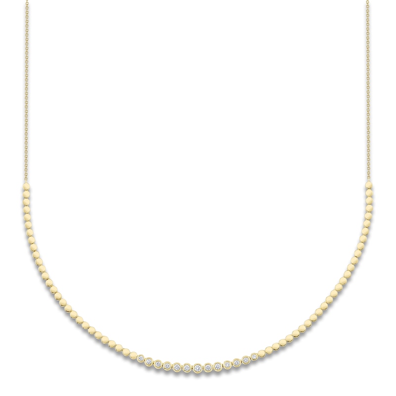 Main Image 2 of Shy Creation Diamond Bezel Link & Polished Bead Necklace 3/8 ct tw 14K Yellow Gold 18&quot; SC55025896