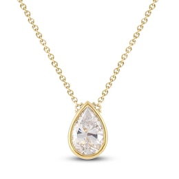 Pear-Shaped Lab-Created Diamond Bezel-Set Solitaire Necklace 1 ct tw 18K Yellow Gold 18&quot; (F/VS2)