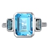Thumbnail Image 2 of Rectangle-Cut Natural Swiss Blue Topaz & London Blue Topaz Bezel Ring 10K White Gold