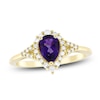 Thumbnail Image 1 of Pear-Shaped Natural Amethyst & Diamond Ring 1/5 ct tw 10K Yellow Gold