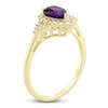 Thumbnail Image 2 of Pear-Shaped Natural Amethyst & Diamond Ring 1/5 ct tw 10K Yellow Gold