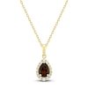 Thumbnail Image 1 of Pear-Shaped Natural Garnet & Diamond Necklace 1/6 ct tw 10K Yellow Gold 18&quot;