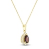 Thumbnail Image 2 of Pear-Shaped Natural Garnet & Diamond Necklace 1/6 ct tw 10K Yellow Gold 18&quot;