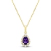 Thumbnail Image 1 of Pear-Shaped Natural Amethyst & Diamond Necklace 1/6 ct tw 10K Yellow Gold 18&quot;