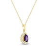 Thumbnail Image 2 of Pear-Shaped Natural Amethyst & Diamond Necklace 1/6 ct tw 10K Yellow Gold 18&quot;