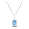 Thumbnail Image 1 of Oval-Cut Natural Swiss Blue Topaz & Diamond Necklace 1/6 ct tw 10K White Gold 18&quot;