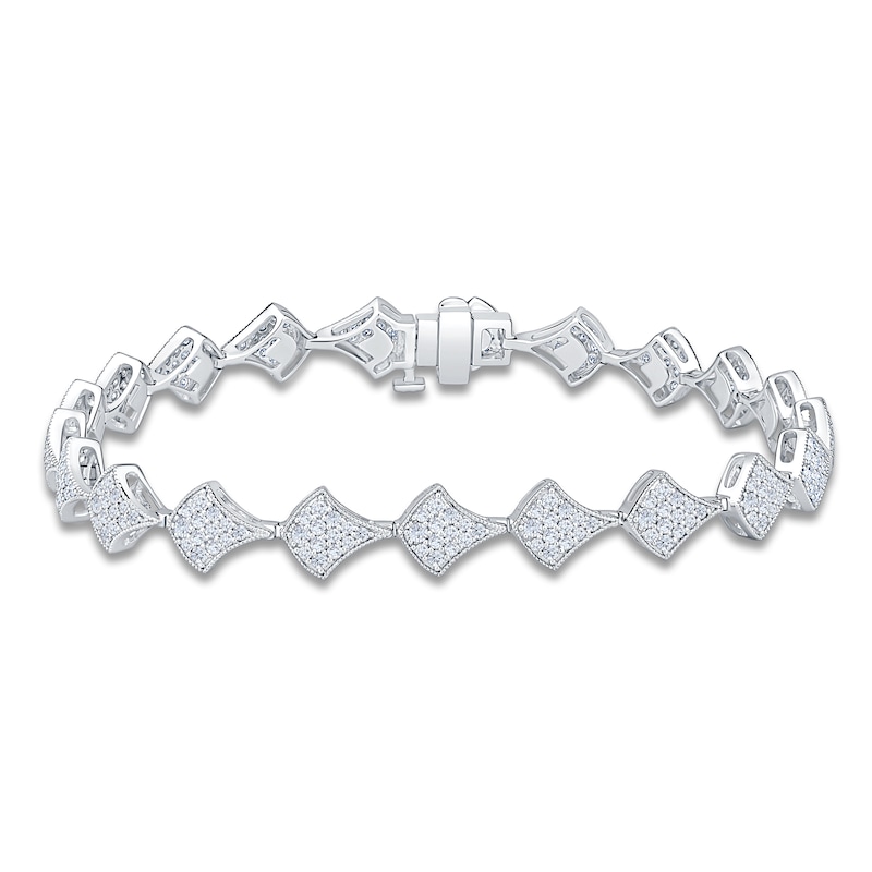 Main Image 1 of Brilliant Moments Diamond Pavé Shield Link Bracelet 2 ct tw 14K White Gold 7&quot;