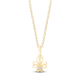 Children's Diamond-Accent Four-Leaf Clover Necklace 14K Yellow Gold 13&quot;