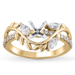 Certified Marquise & Round-Cut Diamond Vine Engagement Setting 1/2 ct tw 14K Yellow Gold