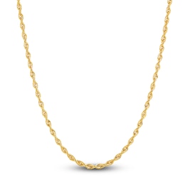 Solid Diamond-Cut Glitter Rope Chain Necklace 2.4mm 14K Yellow Gold 18&quot;