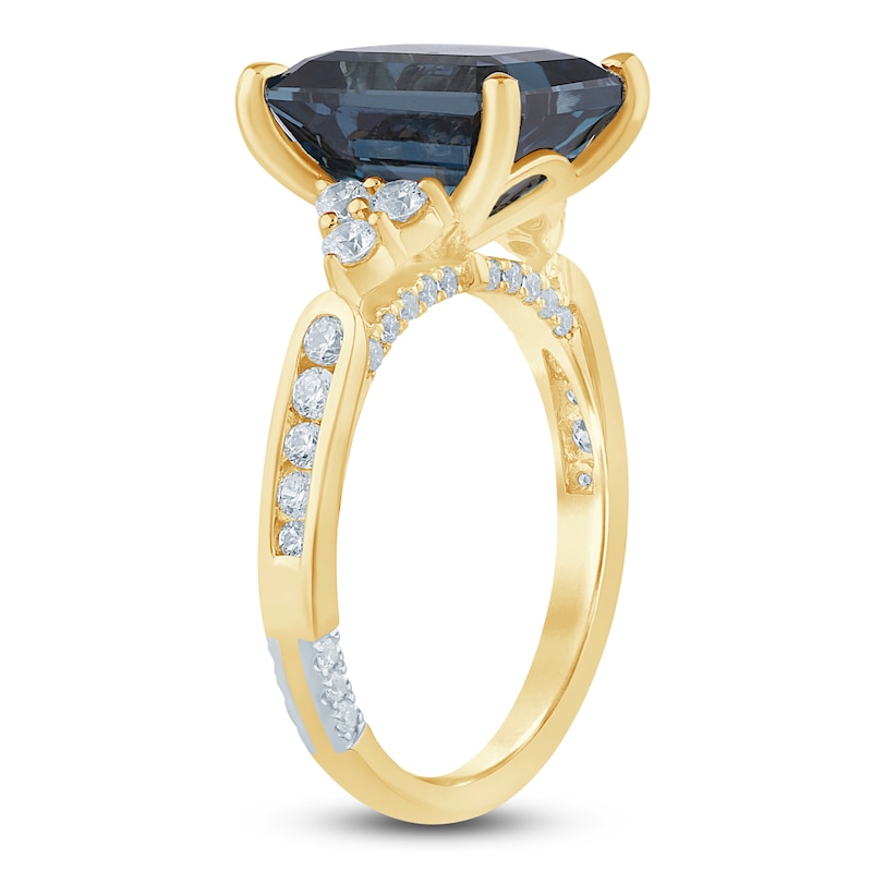 Main Image 2 of Pnina Tornai Octagon-Cut Natural London Blue Topaz & Diamond Engagement Ring 1/2 ct tw 14K Yellow Gold