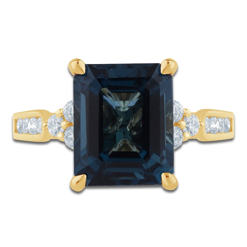 Main Image 3 of Pnina Tornai Octagon-Cut Natural London Blue Topaz & Diamond Engagement Ring 1/2 ct tw 14K Yellow Gold