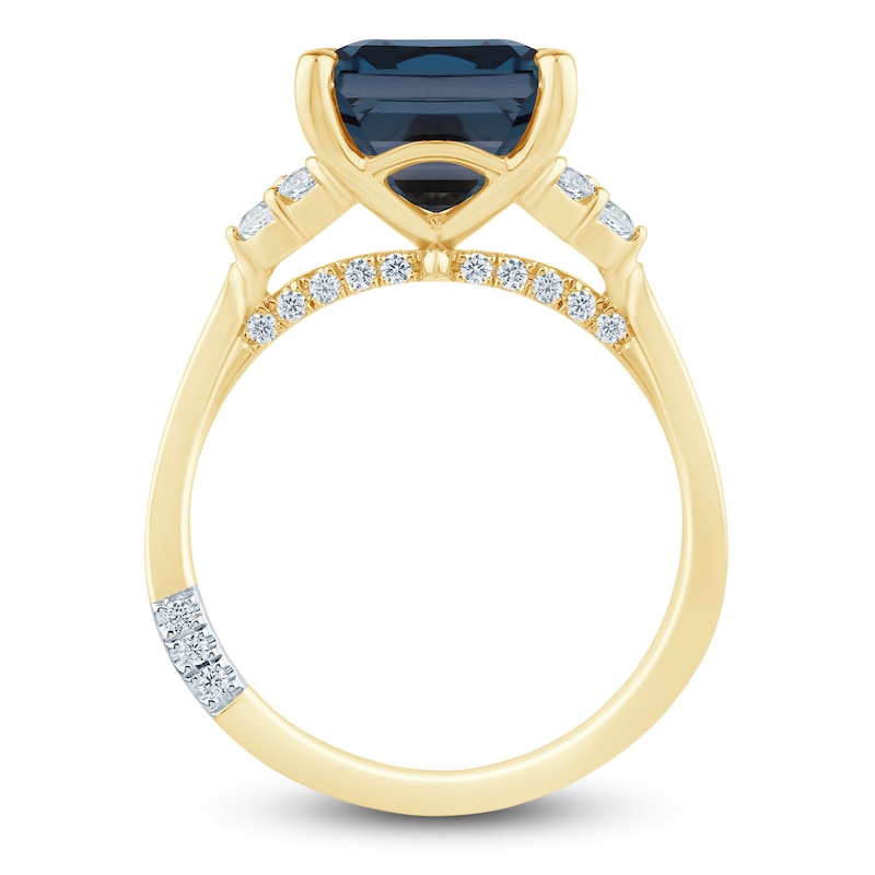 Main Image 4 of Pnina Tornai Octagon-Cut Natural London Blue Topaz & Diamond Engagement Ring 1/2 ct tw 14K Yellow Gold