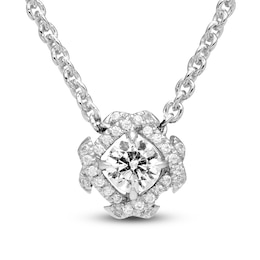 Unspoken Diamond Halo Necklace 1/4 ct tw 14K White Gold 18&quot;