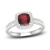 Thumbnail Image 1 of Natural Garnet & White Lab-Created Sapphire Ring Sterling Silver