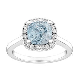 Aquamarine and White Topaz Fashion Ring Sterling Silver