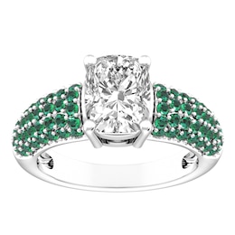 White Topaz and Emerald Fashion Ring Sterling Silver