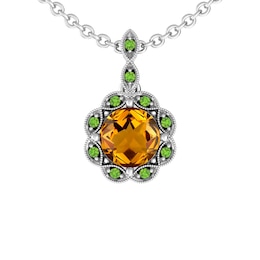 Citrine and Peridot Fashion Pendant Sterling Silver