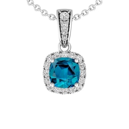 London Blue Topaz and White Topaz Fashion Pendant Sterling Silver