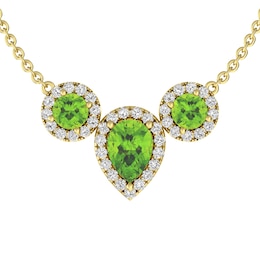 Peridot and White Topaz Fashion Pendant 10K Yellow Gold