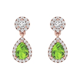 Peridot and White Topaz Fashion Earrings 10K Rose Gold