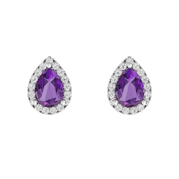 Amethyst and White Topaz Fashion Earrings Sterling Silver