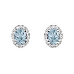 Aquamarine and White Topaz Fashion Earrings Sterling Silver