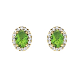 Peridot and White Topaz Fashion Earrings 10K Yellow Gold