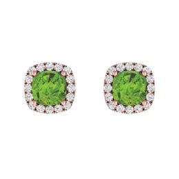 Peridot and White Topaz Fashion Earrings 10K Rose Gold