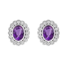 Amethyst and White Topaz Fashion Earrings Sterling Silver