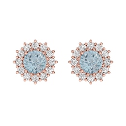 Aquamarine and White Topaz Fashion Earrings 10K Rose Gold