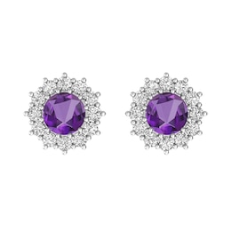 Amethyst and White Topaz Fashion Earrings Sterling Silver