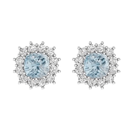 Aquamarine and White Topaz Fashion Earrings Sterling Silver