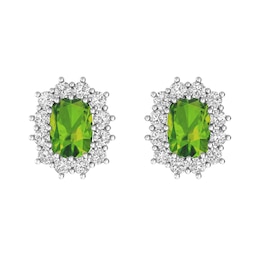 Peridot and White Topaz Fashion Earrings Sterling Silver